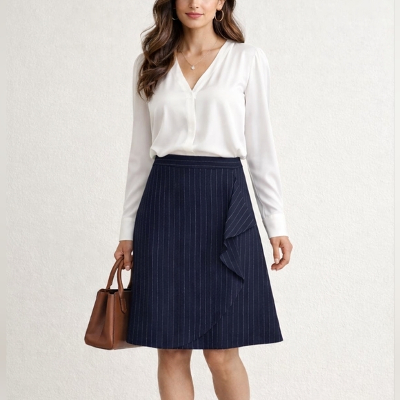 Banana Republic Dresses & Skirts - BANANA REPUBLIC NWT Navy with White Pinstripe, Cascade A-line Skirt, 00P